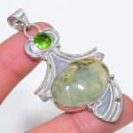 Natural Prehnite, Peridot 925 Sterling Silver Jewelry Pendant 2.68 i3p49