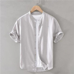 Meeste Jaapani stiilis aluskrae l&uuml;hikeste varrukatega puuvillane linane s&auml;rk &ndash; suvine neutraalne vabaajar&otilde;ivas L