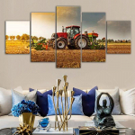 5 t&uuml;kki seinakunsti l&otilde;uend Kunstiteos Punane traktorikombain talus Pilt Prindi Kodukaunistus HD-plakatimaal Elutoa raamistik 20x35cm*2 20x45cm*2 20x55cm*1