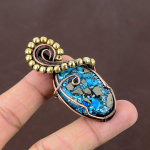 Copper Turquoise Handmade Copper Wire Wrap Pendant Jewelry 2.56 o4q58