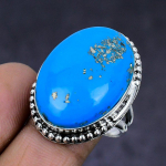 Natural Turquoise Gemstone 925 Sterling Silver Jewelry Ring Size 9 l2y56