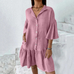 Naiste moekas ja vabaaja &uuml;hev&auml;rviline puuvillane ja linane kleit L valge