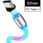 Laadijad,Magnetiline LED vooluvalgusega kaabel Micro USB Type C kaabel iPhone 11 Pro Samsung S20 jaoks - T&uuml;&uuml;p 1M-V&auml;rviline Type C jaoks