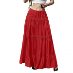 Naiste lendlevad volangidega &auml;&auml;ris, joonega maksiseelikud elastse v&ouml;&ouml;kohaga elegantsed mitmekihilised Boho pikad seelikud L