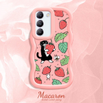 V&auml;rvitud muster Big Wave Edge pehme silikoon materjal Macaron telefoni &uuml;mbris p&otilde;rutuskindel kaitsev kummist korpus OnePlus Vivo Motorola Moto jaoks Vivo Y21A roosa