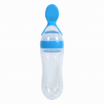 90 ml silikoonist v&auml;ikelapse lutipudel koos lusikaga v&auml;rske toidu teraviljas&ouml;&ouml;tjaga (Sinine) Blue