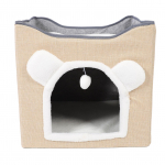 Kokkupandav kassi peidupaik rippuva palliga, k&uuml;&uuml;nlapiirdega, kassimaja, kassi voodi, koobas v&auml;iksele lemmikloomale, kassipojale beež