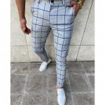 Meeste moodne veniv kleit p&uuml;ksid Slim Fit ruudulised p&uuml;ksid &auml;ri &uuml;likond p&uuml;ksid vabaaja golfip&uuml;ksid XXL sinine