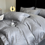 Siidine Tencel žakaarmustriga tekikotikomplekt - Luksuslik suvine voodipesu paelakaunistusega 2.0m Bedspread 4-Piece Set [Duvet Cover 220x240]