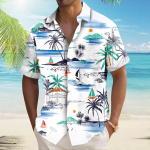 Hawaii s&auml;rk meestele, meeste vintage n&ouml;&ouml;pidega keeglis&auml;rgid l&uuml;hikeste varrukatega suvine rannas&auml;rk XL