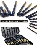 99PCS Drill Bit Set 1/16 to 3/8 Drill with Plastic Storage Case Premium HSS Black Gold Coated Twist Hex Shank Jobber Drill Bit A