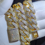 20mm 4 rida Hip Hop Iced Out Kuuba l&uuml;lidega kaelakee Miami Bling kett CZ luksuslik choker kett ehted kingitus meestele 7inch Bracelet