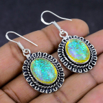 Natural Yellow Triplet Opal Gemstone 925 Sterling Silver Earring 1.69 f3y03