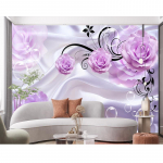 3D lilleline lilla roosiga seinamaalingud Moodne lihtne romantiline tape Elutuba magamistuba kodu kaunistus 200 cm(W) x 140 cm(H)