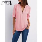 HNXC Naiste mood vabaaja &uuml;hev&auml;rvilise tr&uuml;kiga l&uuml;hikeste varrukatega POLO kaelusega pluusid ja s&auml;rgid S