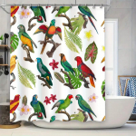 Ergas papagoi du&scaron;ikardin: Veekindel kangas troopilise linnu disainiga dekoratiivne vannimatt, valmistatud taaskasutatud plastikust 90x180cm