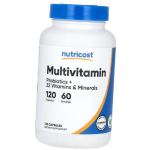 Multivitamiinid probiootikumidega, Multivitamin, Probiotics + 22 Vitamiini ja Mineraali, Nutricost 120 kapslit (36647086) 120caps