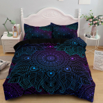 Boheemlaslik Mandala Lilla Tekikotikomplekt &Uuml;hekohaline Kahekohaline T&auml;issuuruses Kuninganna Kuningas Cal King Suurus Voodipesukomplekt 135x200cm