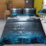 Kaunis Ookeani Voodipesu Komplekt 3D Digitr&uuml;kk Ranna Kookospuu Grove Tekikott Komplekt Suvine Magamistoa Tekikate Padjap&uuml;&uuml;r AU Double(180x210cm) gray
