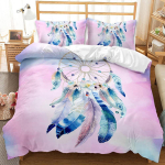 Unen&auml;gude p&uuml;&uuml;djaga tekikottide komplekt Lilla voodipesukomplekt Stiilne Boho Mandala Lilleline Sulgedega Disain Galaktika tekikoti kate Kuninganna suurus EU single(135x200cm)