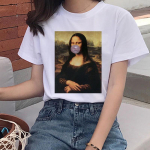 Harajuku Mona Lisa naiste T-s&auml;rk Funny Ullzang Print T-s&auml;rk Grunge Esteetiline mood T-s&auml;rk 90ndad XL valge