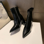 S&uuml;gisene naiste kontsaga kingad Winter Plus Velvet paksu kontsaga poolsaapad naistele k&otilde;rge kontsaga kleit vabaaja naiste Chelsea saapad 35