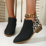 Mood Uus Mood Lapiline Leopard Ankle Boots Naistele Tagumine T&otilde;mblukk Madalad Kontsad L&uuml;hikesed Saapad Naine S&uuml;gis Terava Ninaga Saapad Suur Suurus 36 must