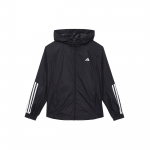 Adidas Wind.Rdy Hyperglam Triibulise Logotr&uuml;kiga Pikkade Varrukatega Kapuutsiga Jakk Naistele &Uuml;ler&otilde;ivad Must IS8036 M