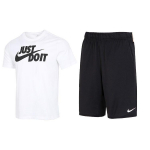 Nike Letter Logo Tr&uuml;kitud L&otilde;tv L&uuml;hikeste Varrukatega T-s&auml;rk ja L&uuml;hikeste P&uuml;kste Komplekt Meestele Topid AR5007-100+DV9329-010 XXL