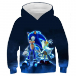 S&uuml;gis 3D Sonic the Hedgehog tr&uuml;kiga kapuutsiga dressipluusid moekad vabaaja spordi pikkade varrukatega laste poiste kapuutsiga dressipluusid 160