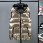 Meeste ja naiste mood S&uuml;gistalvine vest Mantlid ja jakid Paksu krae &uuml;hev&auml;rviline puuvillane vest sulejope Varrukateta vest 6XL must