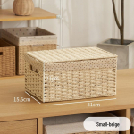 Rotangist punutud kaanega hoiukorv - Kosmeetikaorganisaator ja suupistekarp Four-Piece Set