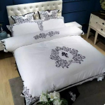 60ndate tikanditega puuvillasatiinist voodipesukomplekt - neli osa Single Duvet Cover 1.8x2.4 (Fits 160x220 Duvet)
