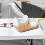 Wooden Nail Drill Holder Bracket, Soft Silicone 3 in 1 24 Holes Bits Display for Home Salon