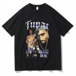 R&auml;ppar Tupac 2pac T-s&auml;rk Harajuku Hip Hop T-s&auml;rk Y2K Riided &Uuml;lisuured Meeste T-s&auml;rgid T&auml;navar&otilde;ivad Vabaaja Naiste Puuvillane T-s&auml;rk L must