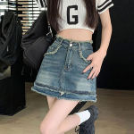 Ainulaadne t&ouml;&ouml;tlemata servaga retro A-l&otilde;ikeline l&uuml;hiseelik, sadu disainitunnetust, k&otilde;rge v&ouml;&ouml;koht, &uuml;mbritsev puusaliin, poolpikk seelik, Son naiste suvine mood, denim l&uuml;hiseelik XXL sinine