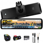 PORMIDOAUTO Kriipsukaamera Tehnilised andmed 60 kaadrit sekundis Ees ja Taga Sony IMX462 LCD Automaatne Heledus &Uuml;lim Digitaalne Salongipeegel Peidetud Juhtmestik Sile 60 kaadrit sekundis must