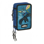 Trousse scolaire - safta - 37 pi&egrave;ces incluses - Bleu Fonc&eacute; - Polyester recycl&eacute; - 12,5x5,5x19,5 cm - Fermeture &eacute;clair sinine