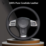 K&auml;sitsi &otilde;mmeldud must ehtsast nahast roolikate Subaru Foresterile 2013-15 Legacy 2013-14 Outback 2013-14 XV Tricolor Thread