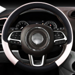 Leather Car Steering wheel Cover Anti-slip for Jeep Renegade Auto interior Accessories Interior details valge