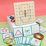 Puidust geomeetria pusle-k&uuml;&uuml;nelaua graafika geomeetriline loominguline matemaatika Montessori m&auml;nguasi laste alushariduse jaoks