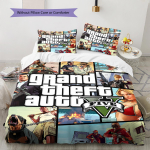 GTA Muster Voodipesu Tekikomplekt Tekikate Padjap&uuml;&uuml;r Kodukaunistus Kingitus (1 * tekikott + 2 * padjap&uuml;&uuml;ri, ilma s&uuml;damikuta) 135x200cm