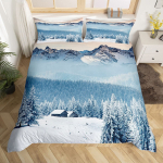 Lumi M&auml;gi Tekikate Komplekt J&auml;&auml;m&auml;gi P&auml;ikeset&otilde;us P&auml;ikeseloojang Voodipesu Komplekt Mikrokiud Talv Looduslik Maastik Tekikate &Uuml;ksik Kuninglik Suurus 150*200cm 3pcs