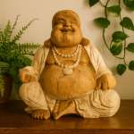 Buddha kuju &otilde;nnelik valgeks lubjatud Suar puit 50cm