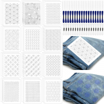 108 tk Sashiko tikandi mustri komplekt Stabilisaatorid Vees lahustuvad tikandi &uuml;lekandestentsiilid Stabilisaatorid Tikandipaber Kleepuv