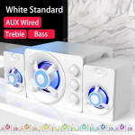 Uuendage HIFI 3D stereok&otilde;lareid LED-valguse, AUX-i, USB-ga, juhtmega, juhtmevaba Bluetooth 5.0 heliga kodukino ruumilise heliga heliriba Teleri jaoks Wired White