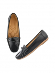 Shoetopia Naiste Mokassiinid Slip-On Mugavad Vabaaja Korterid | Pehme Tallaga S&otilde;idukingad Metallpandlaga | Kerged Igap&auml;evased Jalan&otilde;ud Mokassiinid EU38 : 22.5CM must