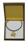Bedlington Terrier, Rothbury Terrier, Rodbery Terrier - Dog necklace in gift box, gold-plated pendant for dog fan, striking jewellery by Art-Dog brown