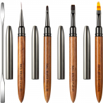 Justit geelk&uuml;&uuml;nte pintslite komplekt korkidega, puidust, geelk&uuml;&uuml;nte kunstipintslite komplekt professionaalseks salongiks (Kvaliteetne k&auml;epide) K&uuml;&uuml;ned, (5-osaline algajatele, pruun