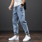 Meeste teksad Slim-fit p&uuml;ksid Vabaaja jooksup&uuml;ksid Streetwear n&ouml;&ouml;riga Harlekiin denimp&uuml;ksid Meeste cargo p&uuml;ksid M sinine